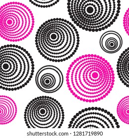 Abstract seamless pattern of black and purple concentric circles on a transparent background, eps 8