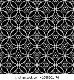 Abstract seamless pattern of black and white color for wallpapers and background. 