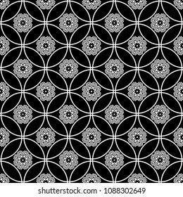 Abstract seamless pattern of black and white color for wallpapers and background. 