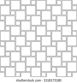 Abstract seamless pattern of black and white square textile. Design geometric texture for print, vector illustration