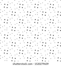 Abstract seamless pattern of black and white triangle confetti. Modern stylish. Design geometric texture for print, vector illustration