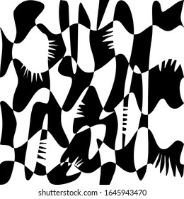 Patrón abstracto de ondas blancas y negras. Fondo distorsionado por rayas abstractas negras. Fondo vectorial moderno. Patrón en zigzag.