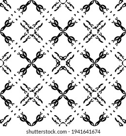 Abstract seamless pattern in black and white .Flat design. Black lace on a white background. Black and white graphics. Art nouveau for decorating fabric, paper, Wallpaper, and packaging.