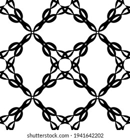 Resumen de un patrón impecable en blanco y negro. Diseño plano. Lazo negro sobre un fondo blanco. Gráficos en blanco y negro. Diseño Art Nouveau para la decoración de tejidos, papel, tapicería y embalajes.