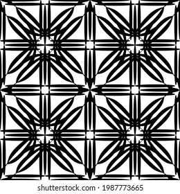 Abstract seamless pattern in black and white. Flat design. Black lace on a white background 