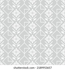 Resumen de un patrón impecable. Fondo ornamental floral de color blanco y negro. Ilustración vectorial.