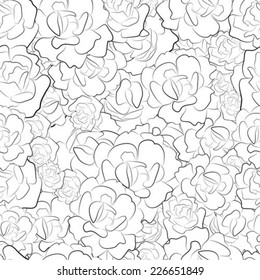 Abstract seamless pattern of black and white roses vector