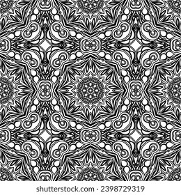 Abstract seamless pattern of black and white color for wallpapers and background
