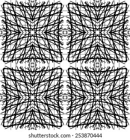 Abstract seamless pattern. Black and white background  made with ink.Vector illustration.Monochrome modern backdrop. 