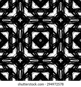 Abstract seamless pattern. Black and white background  made with ink.Vector illustration.Monochrome modern backdrop.