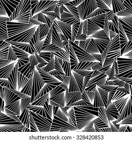 Abstract seamless pattern. Black and white. Geometric background. Triangle shape. Hand-drawn. Vector illustration.