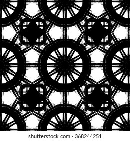 Abstract seamless pattern. Black and white background  made with ink.Vector illustration.Monochrome modern backdrop.