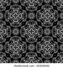 Abstract seamless pattern of black and white color for wallpapers and background.