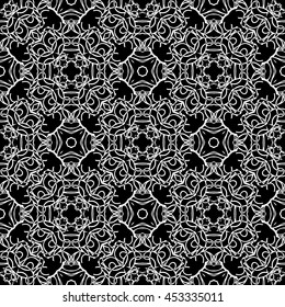 Abstract seamless pattern of black and white color for wallpapers and background.