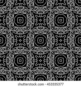 Abstract seamless pattern of black and white color for wallpapers and background.
