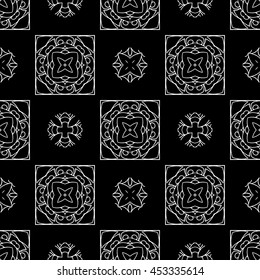 Abstract seamless pattern of black and white color for wallpapers and background.