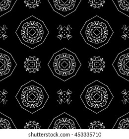 Abstract seamless pattern of black and white color for wallpapers and background.