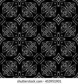 Abstract seamless pattern of black and white color for wallpapers and background.