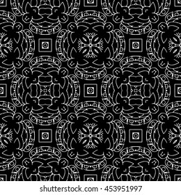 Abstract seamless pattern of black and white color for wallpapers and background.