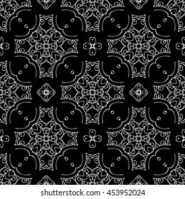Abstract seamless pattern of black and white color for wallpapers and background.