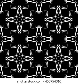 Abstract seamless pattern of black and white color for wallpapers and background.
