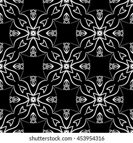 Abstract seamless pattern of black and white color for wallpapers and background.