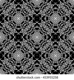 Abstract seamless pattern of black and white color for wallpapers and background.