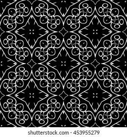 Abstract seamless pattern of black and white color for wallpapers and background.
