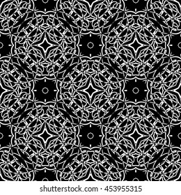 Abstract seamless pattern of black and white color for wallpapers and background.