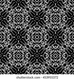 Abstract seamless pattern of black and white color for wallpapers and background.