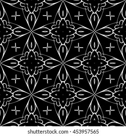 Abstract seamless pattern of black and white color for wallpapers and background.