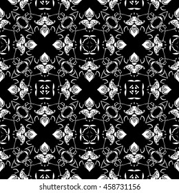 Abstract seamless pattern of black and white color for wallpapers and background.