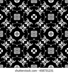Abstract seamless pattern of black and white color for wallpapers and background.