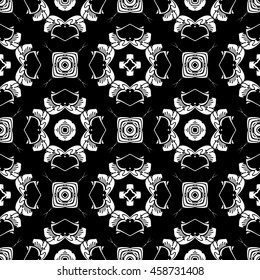 Abstract seamless pattern of black and white color for wallpapers and background.