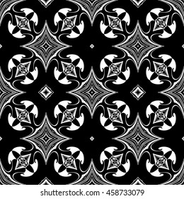 Abstract seamless pattern of black and white color for wallpapers and background.