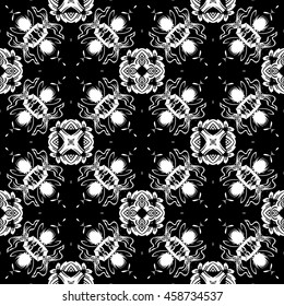 Abstract seamless pattern of black and white color for wallpapers and background.
