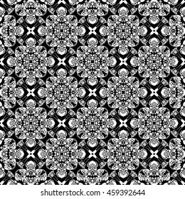 Abstract seamless pattern of black and white color for wallpapers and background.