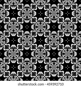 Abstract seamless pattern of black and white color for wallpapers and background.