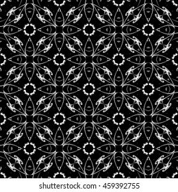 Abstract seamless pattern of black and white color for wallpapers and background.