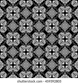 Abstract seamless pattern of black and white color for wallpapers and background.