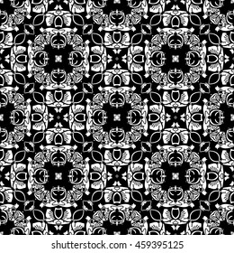 Abstract seamless pattern of black and white color for wallpapers and background.