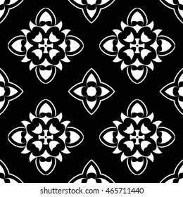 Abstract seamless pattern of black and white color for wallpapers and background.