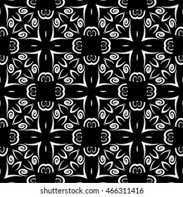 Abstract seamless pattern of black and white color for wallpapers and background.