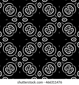 Abstract seamless pattern of black and white color for wallpapers and background.