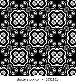 Abstract seamless pattern of black and white color for wallpapers and background.