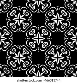 Abstract seamless pattern of black and white color for wallpapers and background.
