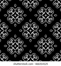 Abstract seamless pattern of black and white color for wallpapers and background.