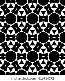 Abstract seamless pattern. Black and white circles and lines. Vector illustration