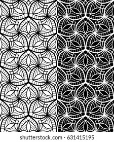 Abstract seamless pattern, black and white geometric lines, geometric seamless background vector