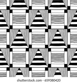 Abstract seamless pattern. Black and white illustration for coloring books. Background for design